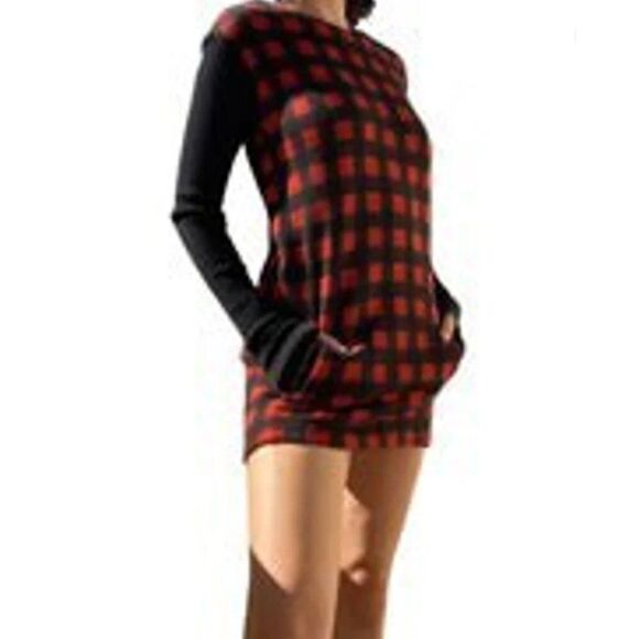 Maje Black & Rust Dustique Long-Sleeve Knit Mini Dress Size 1 - Picture 1 of 10